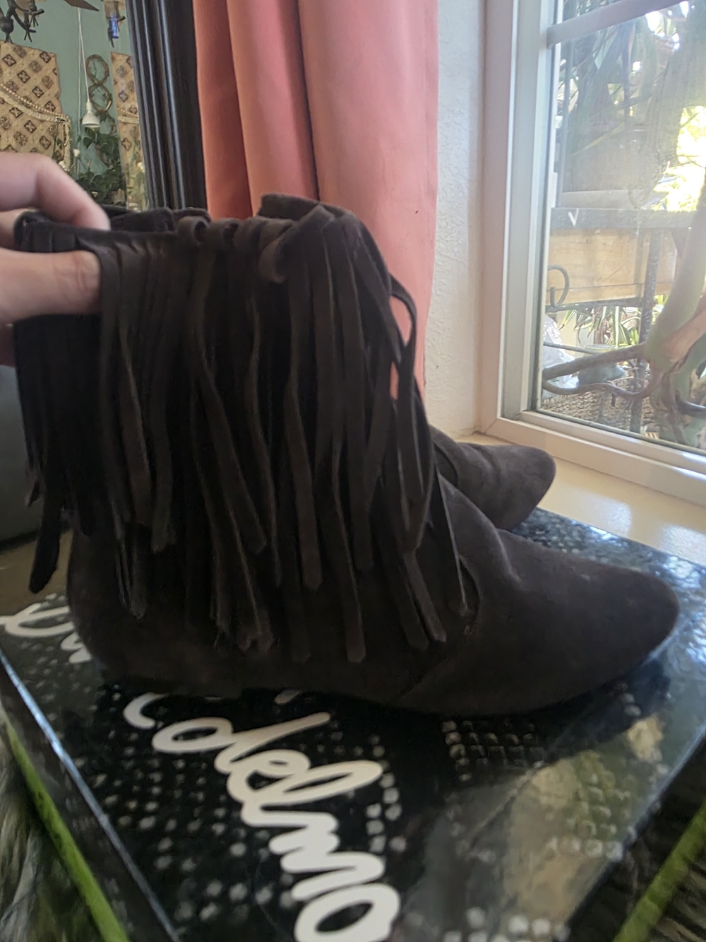 Fringe Ankle Boots in Dark Brown - Women